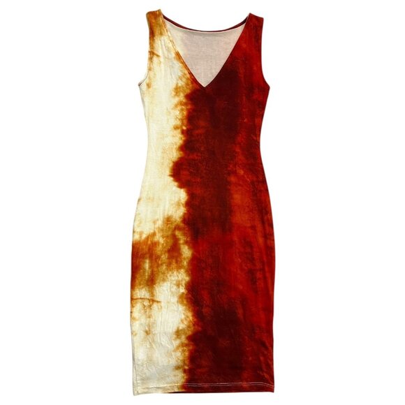 Isabel‎ de Pedro Tie Dye Knee Length Bodycon Dress Red Size 4 Baddie Maximalist - Picture 2 of 8